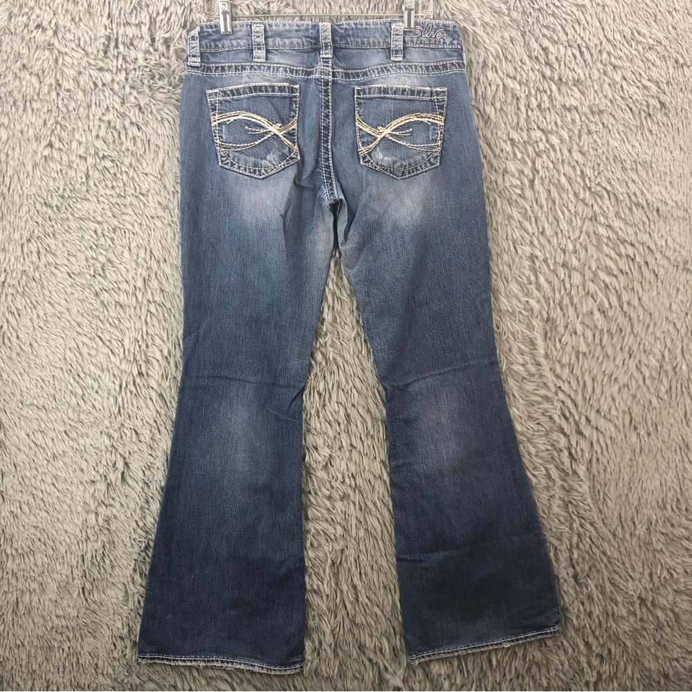 Silver Jeans Womens Size 31 Flare Whiskered Distressed Denim Jeans